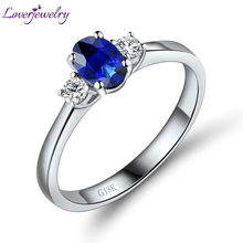 Solid 18K/Au750 White Gold Natural Blue Sapphire Ring Diamond Engagement Sapphire Ring For Sale WU220 2024 - buy cheap