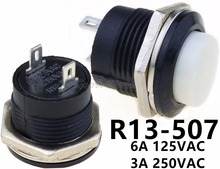 Interruptor de botón momentáneo de Color blanco, dispositivo de reinicio de encendido y apagado, de 16MM, 3A, 250V CA, sin bloqueo, redondo, 5 uds. R13-507 2024 - compra barato