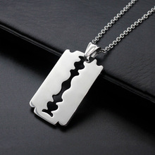 Classic Mens silver color Razor Blade Pendant Necklace for Men Vintage 316L Stainless Steel Hip-Hop Male Jewelry 21 inch 2024 - buy cheap