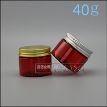 Free Shipping 40g/ml Red Lucency Plastic Flat Bottle Jar Gloden Lid Bath Salt Pill Candy Cream Eye Gel Empty Packing Bottle 2024 - buy cheap