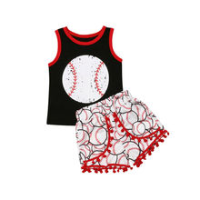 Crianças de verão Conjuntos de Roupa do Menino Da Menina Do Bebê de Beisebol 0-5Y Tops T-Shirt Borla Calças Curtas Roupas 2024 - compre barato