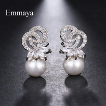 Emmaya Brand Fashion Luxury Originality AAA Cubic Zircon White Gold Color Pearl Earrings For Women Popular Wedding Jewelry Gift 2024 - buy cheap