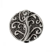 DoreenBeads Retail Spacer Beads Flat Round Silver Color Branch Pattern Carved About 13mm Dia,Hole:Approx 2.0mm,100 PCs 2024 - buy cheap