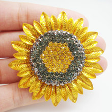 Fashion Jewelry Charming Sunflower Flowers Yellow Rhinestone Crystal Brooch Pin 2024 - buy cheap
