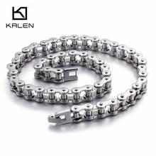 Kalen Good Quality 316L Stainless Steel 53cm Long Chain Necklaces For Men High Polished Bike Chain Necklaces Male Jewelry 2018 2024 - buy cheap