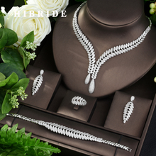 HIBRIDE-conjunto de joyas de piedra de circón brillante cúbico para boda y aniversario, conjunto de collar, joyería, bisutería, N-963, 4 Uds. 2024 - compra barato