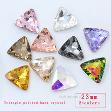12p 23mm triangle color point foiled back glass strass stone crystal rhinestones jewels craft for clothing Decoration shoes DIY 2024 - buy cheap