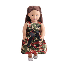 Boneca roupas camuflagem vestido brinquedo acessórios caber 18 polegada menina boneca e 43 cm bebê boneca c204 2024 - compre barato