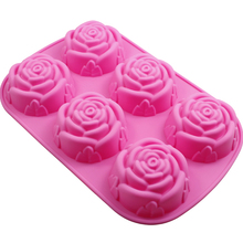 Molde de flor de silicona con 6 cavidades para pastel, flor de Rosa de silicona, jabón para helado, 3D, gelatina o pudin Cupcake, utensilios para hornear, olla para Pan y tarta 2024 - compra barato