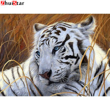 Full Square Diamond 5D DIY Diamond Painting "white tiger" Embroidery Cross Stitch Rhinestone Mosaic Painting Decor Gift XY1 2024 - buy cheap