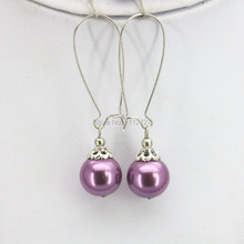 Accesorios regalos de navidad pendientes redondos de perlas de cristal púrpura de 10mm joyería femenina de moda que hace el diseño de las mujeres niñas regalos 2024 - compra barato