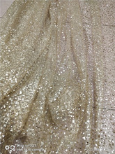 Rendas de tule de cor dourada com glitter colado fashion com glitter africano tecido de renda para vestido de festa 5 jardas/lote bordado 2024 - compre barato