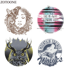ZOTOONE Iron On Animal Patches For Clothes Sticker DIY T-shirt Iron-on Transfer Applique Fabric Girl Patch Wolf Decoration Badge 2024 - buy cheap