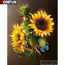 HOMFUN-pintura de diamante 5D DIY "flor", bordado de diamantes de imitación cuadrados o redondos, estilo punto de cruz 5D, decoración del hogar, A07844 2024 - compra barato