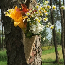 Organizador de natal aniversário chá de bebê, decoração rústica vintage de casamento com cone de flores para chá de juta de hesse com 10 fábricas 2024 - compre barato