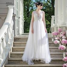 Princess Cheap Wedding Dresses V Neck A Line Appliques Tulle Long White Ivory Boho Wedding Gown Free Shipping Bride Dress 2020 2024 - buy cheap