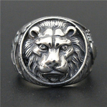 Cool Design Round Lion Ring Biker Style 316L Stainless Steel Men Boy Fashion New Animal Lion Head Ring 2024 - buy cheap