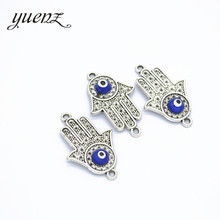 YuenZ 5pcs Blue Eye Fatima Hand Charms Antique Silver color Metal Pendant Bracelet For Jewelry Making DIY Crafts 35*22mm I169 2024 - buy cheap