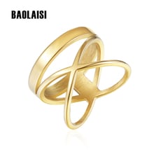 BAOLAISI Trendy Round Plus Cross Ring For Women Wedding Bands Rings Gold Color Fashion Jewelry Stainless Steel Party Rings 2024 - buy cheap