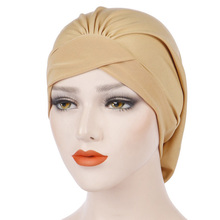 Novidade chapéu de quimioterapia turbante com tecido elástico, com faixas cruzadas, cor zero 2024 - compre barato