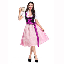 Corzzet-Disfraz de Oktoberfest para mujer, de talla grande, rosa, alemán, disfraz de chica cerveza, vestido Dirndl, uniforme de cerveza 2024 - compra barato