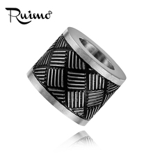 RUIMO 5pcs Stainless Steel Spacer Beads Fit Round Leather Cord 6mm/8mm Big Hole Metal Plating Color Beads For Jewelry Making 2024 - buy cheap