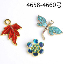 50pcs New drop oil alloy enamel charms Dragonfly flower Red leaves accessories, for handmade DIY jewelry Making pendants 2024 - buy cheap