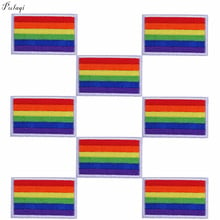 Pulaqi arco iris de hierro parches para ropa bandera Orgullo Gay LGBT bordado hierro en parche mochila tejido pegatinas en ropa F 2024 - compra barato