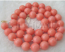 Free shipping >>@ >818 Gorgeous AAAA 17" 10mm natural perfect round pink shell necklace 2024 - buy cheap