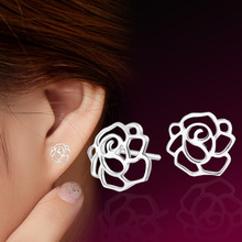 925 Sterling Silver Stud Earrings Peony simple earrings small stud earrings Hypo-allergenic Environmental 2024 - buy cheap