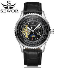 Men Watches Luxury Top Brand SEWOR Sport Leather Tourbillon mechanical Watch Mens Automatic Wrist watch erkek kol saati 2021 New 2024 - buy cheap