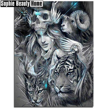 DIY 5D Diamond Mosaic Animal Tigers&Beauty Handmade Diamond Painting Cross Stitch Rhinestones Diamond Embroidery Pattern 18A091 2024 - buy cheap