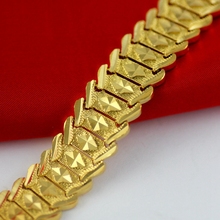 Pulsera de 12mm de ancho para hombre y mujer, brazalete liso lleno de oro amarillo de 7,2 pulgadas 2024 - compra barato