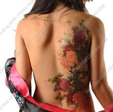 Цветочный татуировка цветок пиона феникс бабочка сзади Водонепроницаемый Большой временные татуировки Стикеры для тела Art 10 видов стилей 2024 - купить недорого