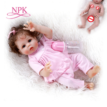 NPK48CM premie baby size realistic reborn bebe full body soft silicone cuddly baby Anatomically Correct bath toy in pink dress 2024 - buy cheap