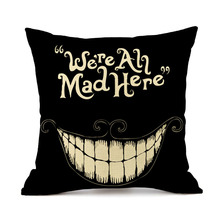 We're All Mad Here ghost Smile Cushion Covers Halloween Festival Decorative Cushion Cover Sofa Throws Linen Pillow Case 2024 - buy cheap