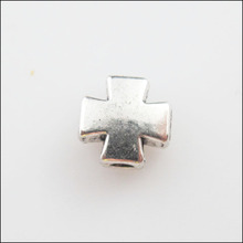 35Pcs Tibetan Silver Color Smooth Cross Spacer Beads Charms 8mm 2024 - buy cheap