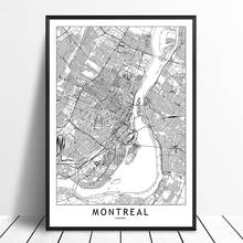 Montreal Black White Custom World City Map Posters Prints Nordic Style Wall Art Pictures Home Decor Canvas Painting 2024 - buy cheap