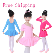 Pink Cotton Ballet Leotards Children Long/Short Sleeve Skirt Kid Ballet Dance Dress Girls Round-neck Tutu Dress Dance 2024 - buy cheap