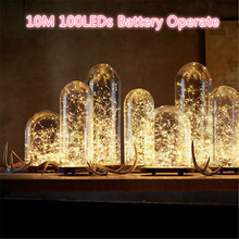 ECLH 10M 33ft 100 led 3AA battery powered led copper wire string lights for christmas festival wedding party decoration 2024 - buy cheap