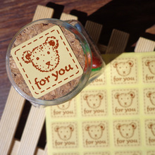 112pcs Cute Bear Sealing Label Stickers Self Adhesive Kraft Paper Sticker Candy Bag Decoration For Backery Package 2.7x2.7cm 2024 - buy cheap