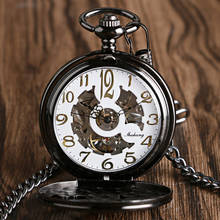 Часы наручные механические в стиле стимпанк, винтажные карманные ретро-часы с подвеской-цепочкой и черным крутым орлом, с отверстиями, лучший подарок 2024 - купить недорого