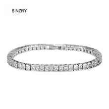 Hotsale CZ Coreano Jóias AAA Cubic zircon Micro ajuste clear white praça geometria charme pulseiras moda feminina jóias presente 2024 - compre barato