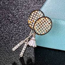 zlxgirl luxury brand copper Badminton racket men's punk brooches jewelry red and jet color enamel tool pin broches hats hijab 2024 - buy cheap