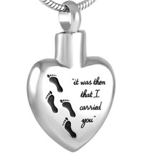 IJD8466 "it was then that I carried you" Stainless Steel Keepsake Jewelry Foot print Heart Cremation Necklace for Human Ashes 2024 - buy cheap