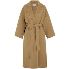 Belt Wool Winter woolen Coat Womens  Long Sleeve Pockets turn down collar Fashion Warm cashmere coat 2024 - buy cheap