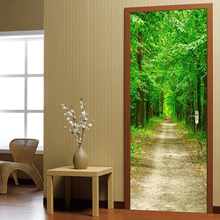 Фотообои 3D лес Зеленая дорожка, обои для гостиной, спальни, двери, самоклеящиеся водонепроницаемые обои для домашнего декора 2024 - купить недорого