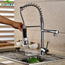 Best Quality Chrome Polished Pull Down Spray Kitchen Faucet One Hole Mixer Tap Deck Mounted Hot and Cold Crane 2024 - buy cheap
