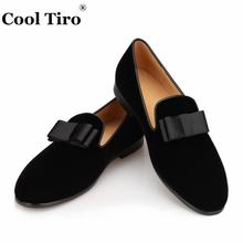 Cool Tiro Men Velvet Shoes Bow Tie Loafers Men Slippers Smoking Moccasins Man Flats Wedding Men's Dress Shoes Casual Round Toe 2024 - buy cheap