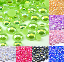 Round Pearly 1000pcs Green AB Size from 2-10mm Craft ABS Resin Flatback Half Round Pearl Flatback Scrapbook Beads Jewelry DIY 2024 - buy cheap